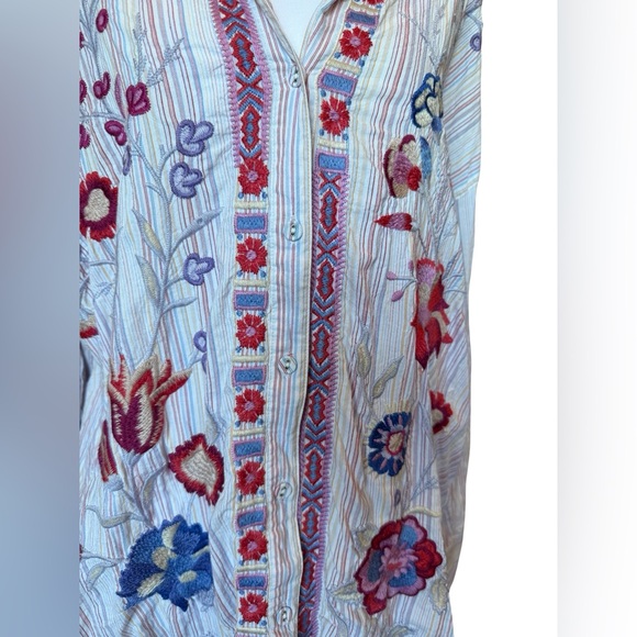 Johnny Was Women’s Piper Relaxed Oversized Shirt In Multi Stripe Size Medium - Picture 5 of 9